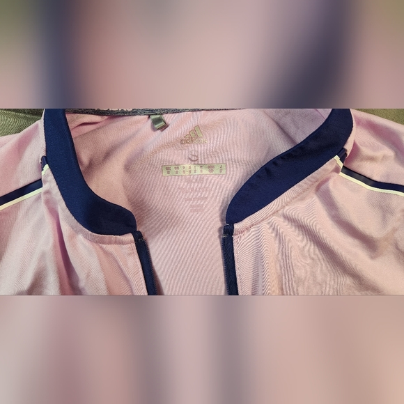 Adidas Light Pink Golf Polo with Navy Accents - Picture 4 of 5